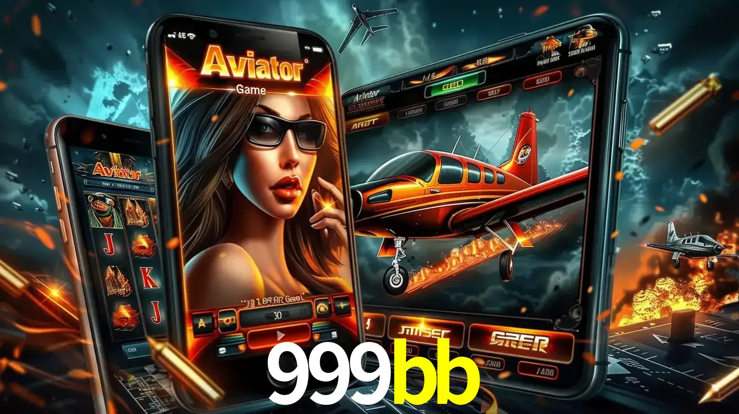 O popular jogo de apostas Aviator exibido em vários celulares e tablets, mostrando a interface emocionante e a ação de voo disponíveis para jogar agora no 999bb.